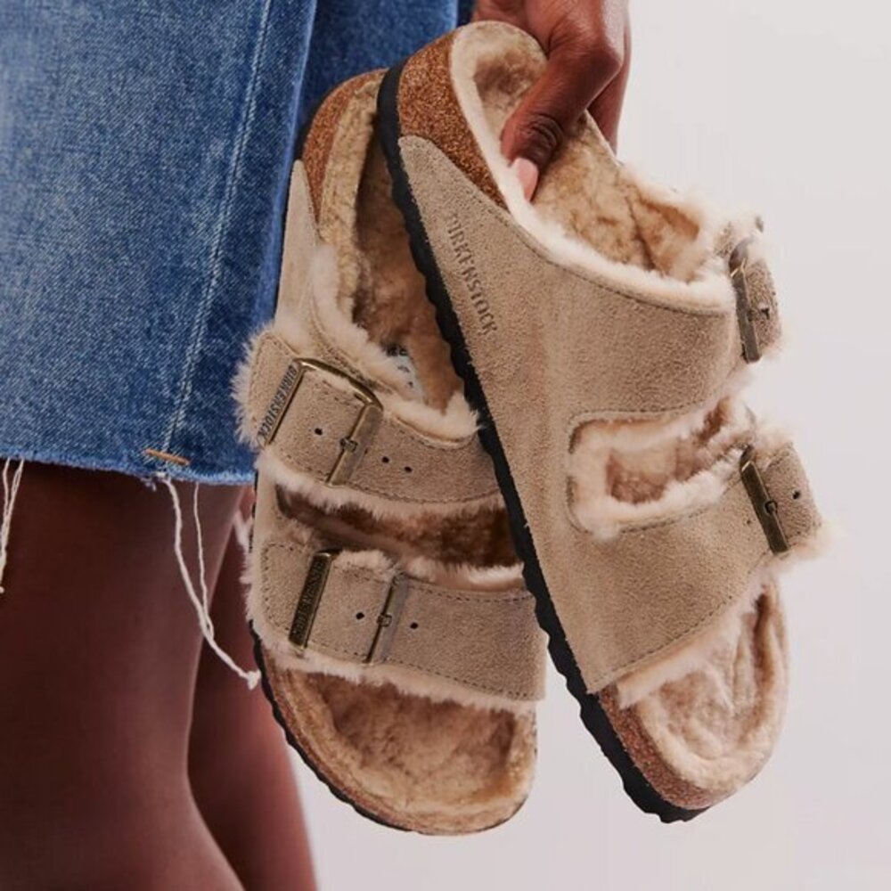 Birkenstock Arizona Shearling Suede Leather - Taupe